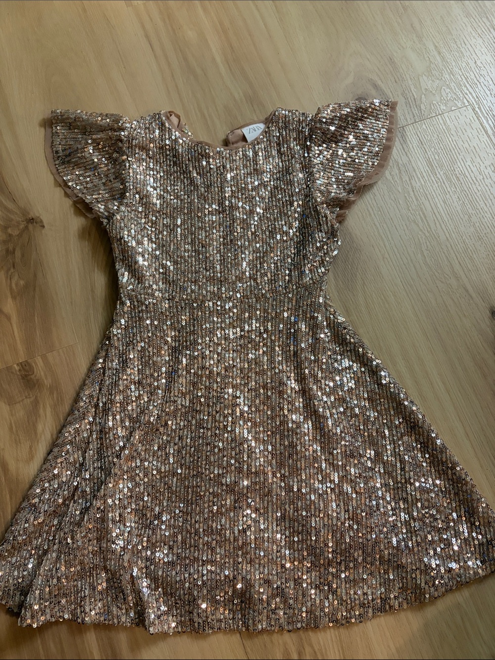 Zara Girls Sparkle Gold Sequin Kids Dress